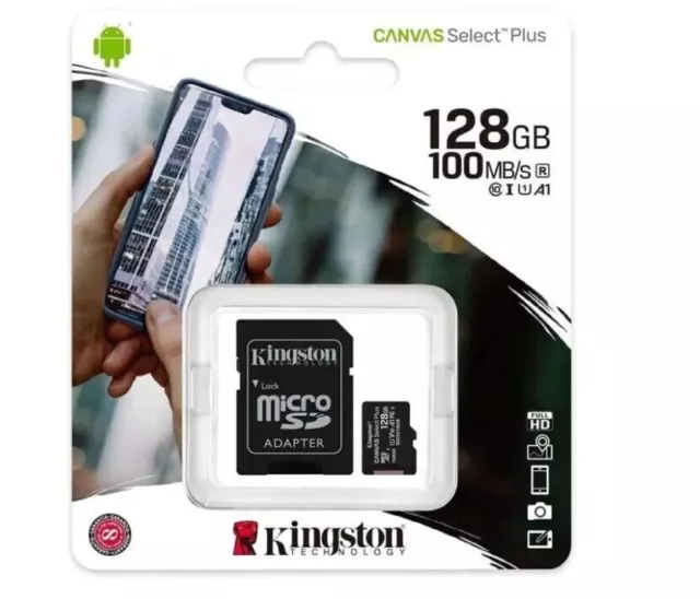 Kingston Canvas select + Tarjeta Micro SD SDCS2/128GB Clase 10 + Adaptador...