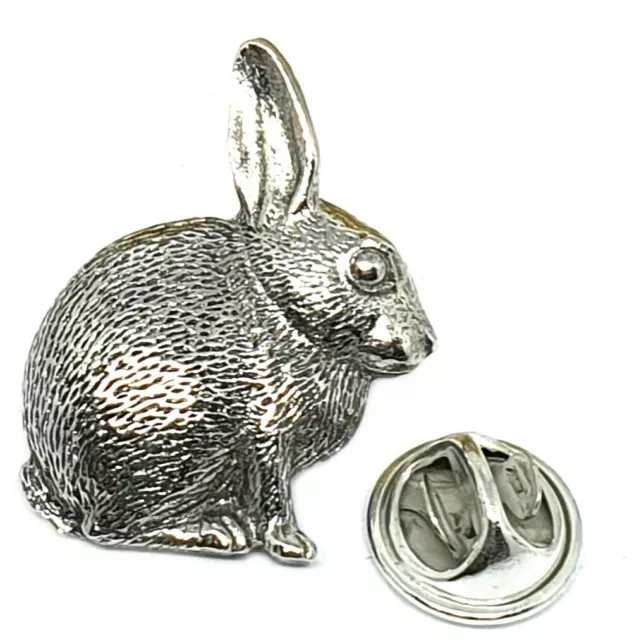 Rabbit Hand Cast Fine English Pewter Pin Badge Countryside Thumper Bunny (≈25mm)