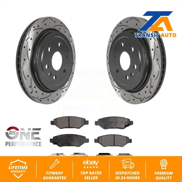 Rear Coat Drill Slot Disc Brake Rotor Ceramic Pad Kit For Cadillac SRX Saab 9-4X