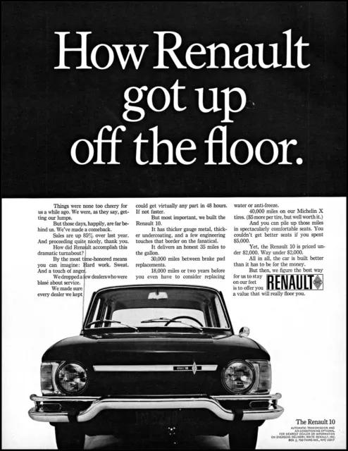1967 Renault 10 car automobile got up up off the floor retro photo print ad L45