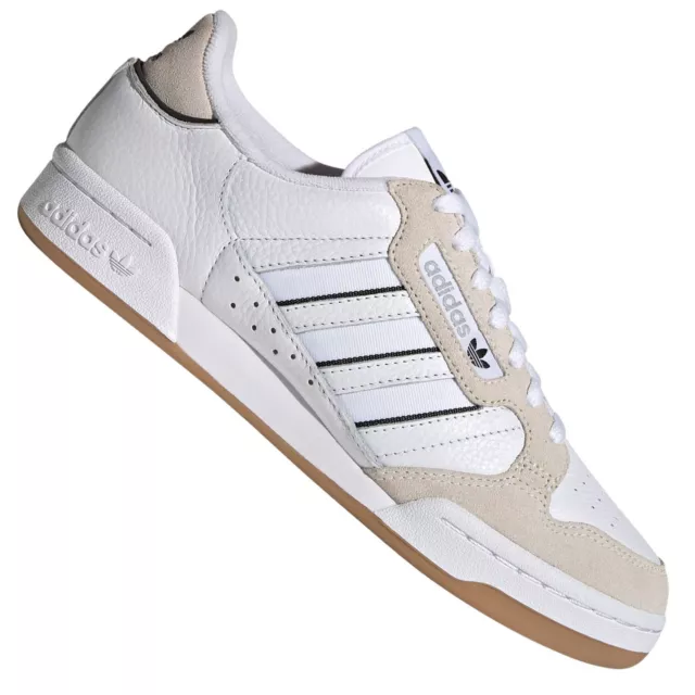 Adidas Original Continental 80 Stripes Baskets en Cuir Baskets Blanc Noir
