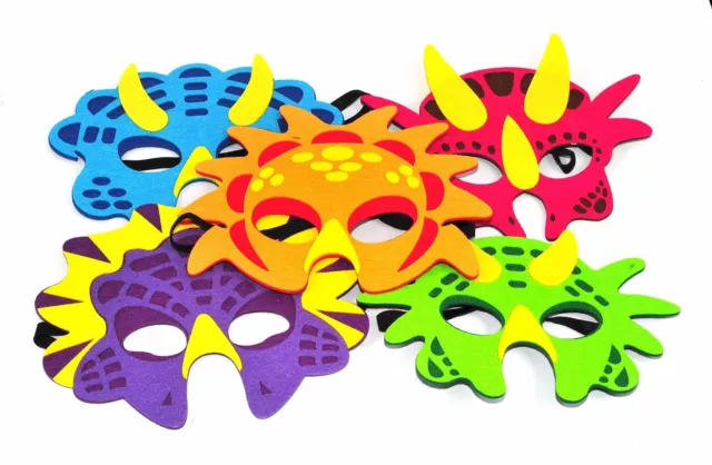 5 X Dinosaur Kids Fancy Dress Foam Face Mask Eva Animal Masks Party Bag Filler