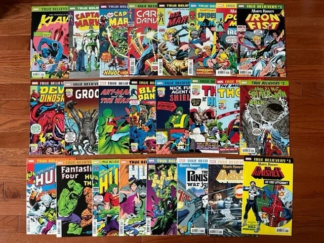 Jack Kirby Punisher Hulk Captain Ms Marvel Knights True Believers 1 Comic Lot 