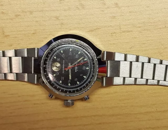 alte DDR Ruhla Chronograph Armbanduhr mit Handaufzug, Stoppuhr Antimagnetic