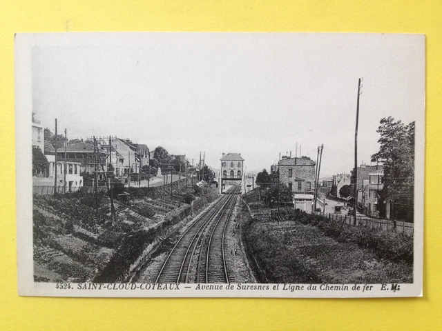 cpa SAINT CLOUD COTEAUX Avenue de SURESNES et LIGNE du CHEMIN de FER