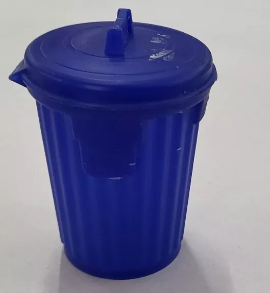 Tops Chewing Gum Blue Garbage Can Candy Container Vintage 1976