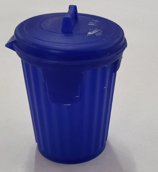 Tops Chewing Gum Blue Garbage Can Candy Container Vintage 1976