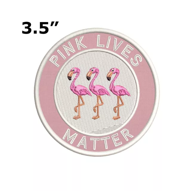 Pink Lives Matter Patch Embroidered iron-on Applique Flamingos