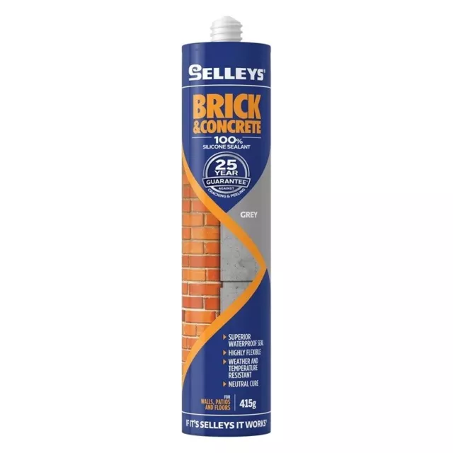 Selleys Waterproof Brick & Concrete Silicone Sealant 415g Grey Flexible