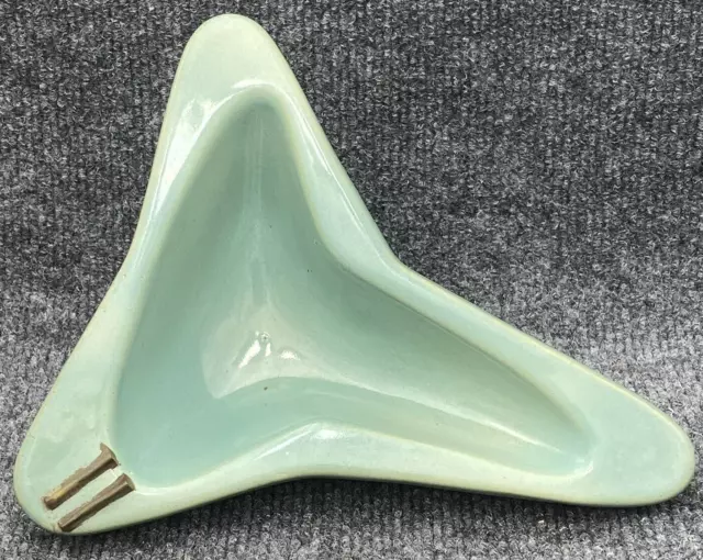 1950's Mosaic Tile Co Zanesville, Ohio Turquoise Teal Ceramic Atomic Ashtray MCM