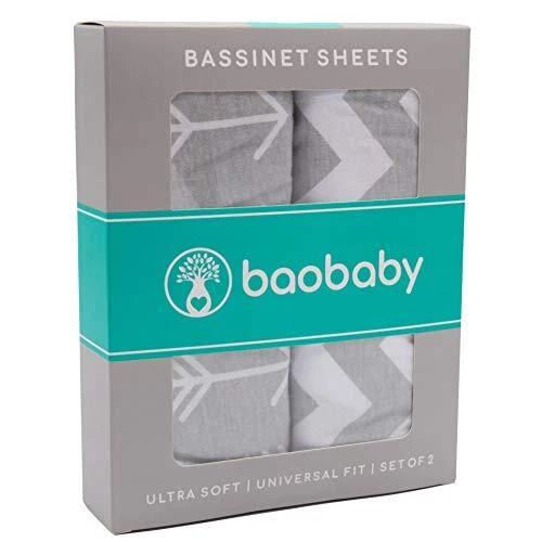 Bassinet Sheets for Baby Girl & Baby Boy | Nursery Bedding Mattress 2-Pack Set