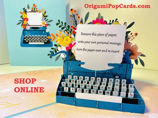 ORIGAMI POP CARDS Typewriter Machine Write Your Own Personal Message ...