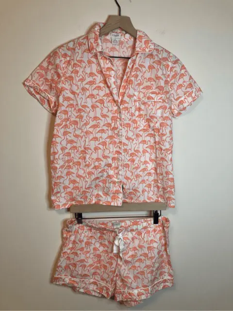 J. Crew Pajama Set Size S Women’s Flamingo Pattern Orange