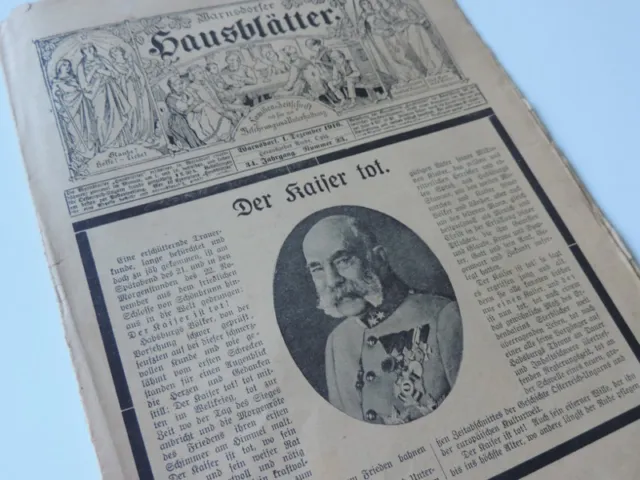 Original Zeitschrift Warnsdorfer  Hausblätter 1 Dezember 1916 Der Kaiser Tot