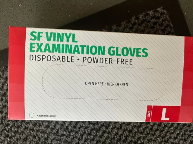 4 einmalhandschuhe Vinyl Handschuhe Puderfrei Neu Original Verpackt Größe L