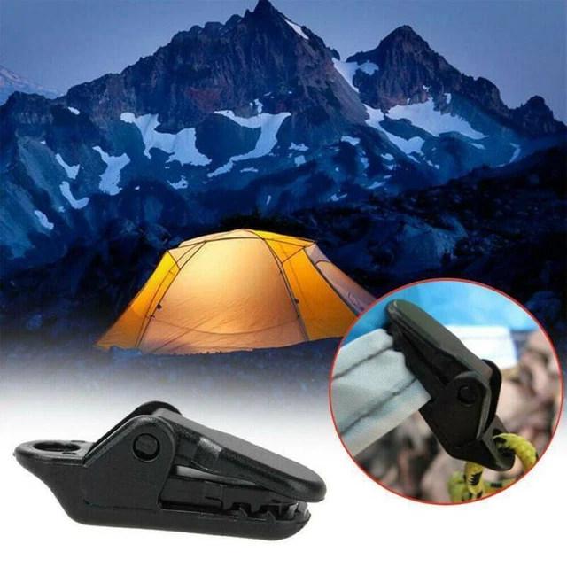 10/15pcs Awning Tarp Clips Set Buckle Tent Clamp Heavy Duty Black Camping Tool