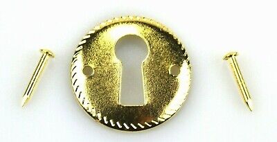 1" Round Brass Plated Escutcheon Keyhole Plate, Cover, Restoration Hardware