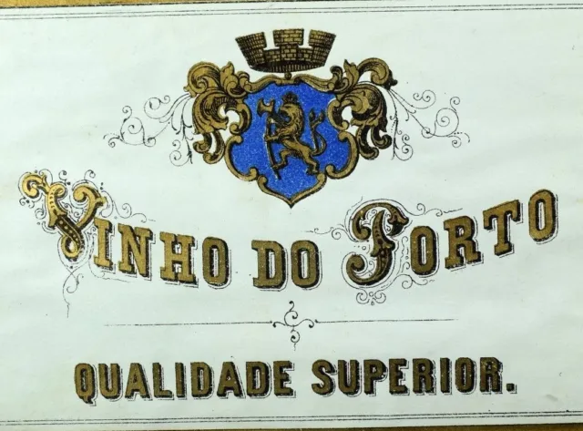 1870's-80's Vinho Do Porto Wine Bottle Label Vintage Original Victorian F99