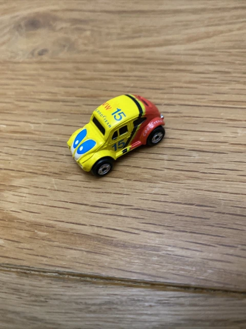 VINTAGE MICRO MACHINES VW SUPER BEETLE BUG Yellow/Red Goodyear Galoob ...
