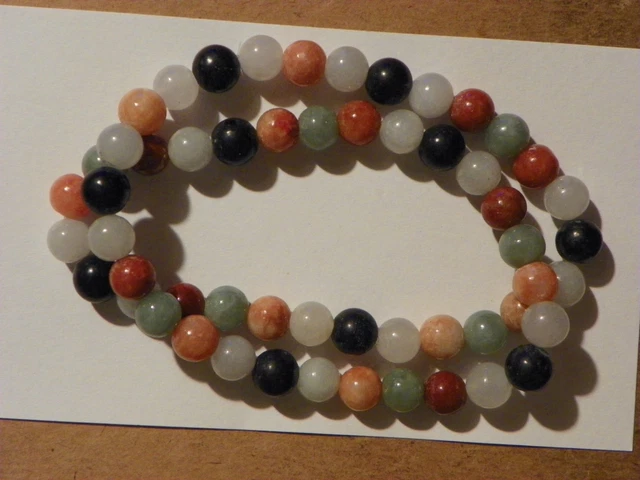 Jade Jadeite Loose Beads Multicolor Burmese  16 inches 8 MM. Rounds Vintage