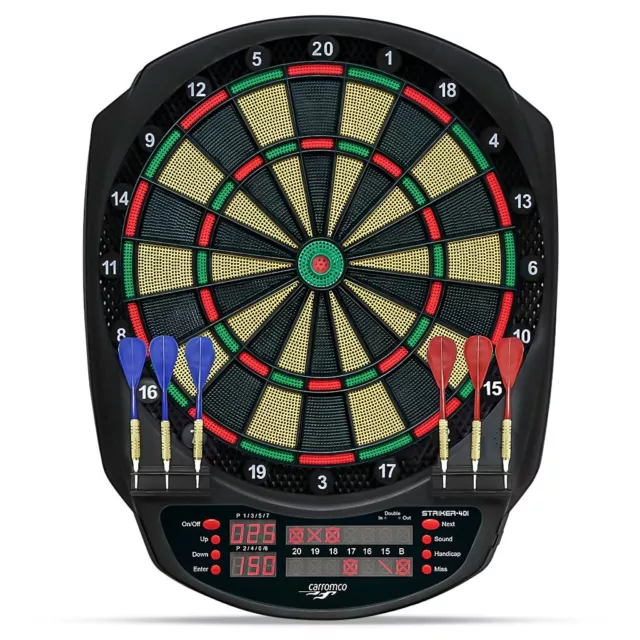 CARROMCO ELEKTRONIK DARTBOARD STRIKER-401 3-Loch Abstand 41,7x52x3,2cm 6 Pfeile