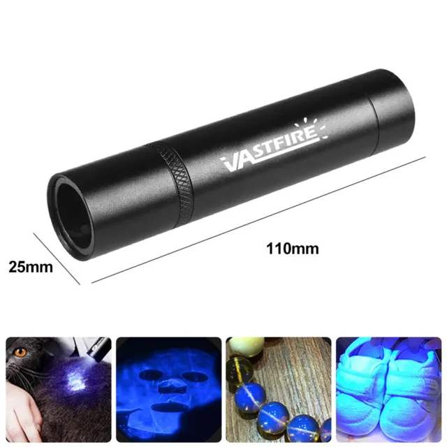 365nm LED UV Lamp Ultra Violet Flashlight Inspection Torch USB Rechargeable Q 2