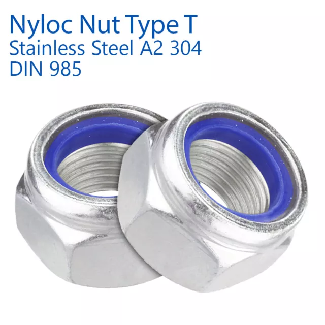 M6 - 6mm NYLOC NUTS INSERT NYLON LOCK NUTS STAINLESS STEEL A2 TYPE T DIN 985