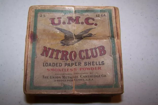 Empty Union Metallic Cartridge Co. Loaded Nitro Club Paper Shot Shells Box!!!