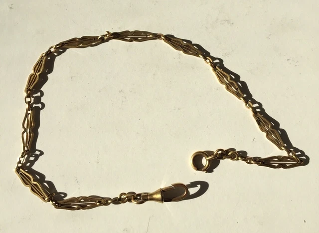 Chaîne De Montre Gousset Plaquée Or Début 1900 - Ancienne, à Restaurer, Pour Collection