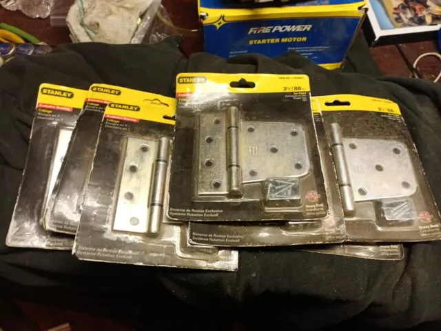 (7) Stanley 3-1/2" Bearing T Hinges S808-667 Zinc Plated - Lot of 7