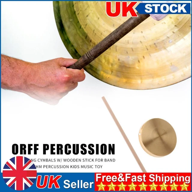 21cm Hand Gong Copper Cymbals with Wooden Stick Chapel Opera Percussion Kids Toy