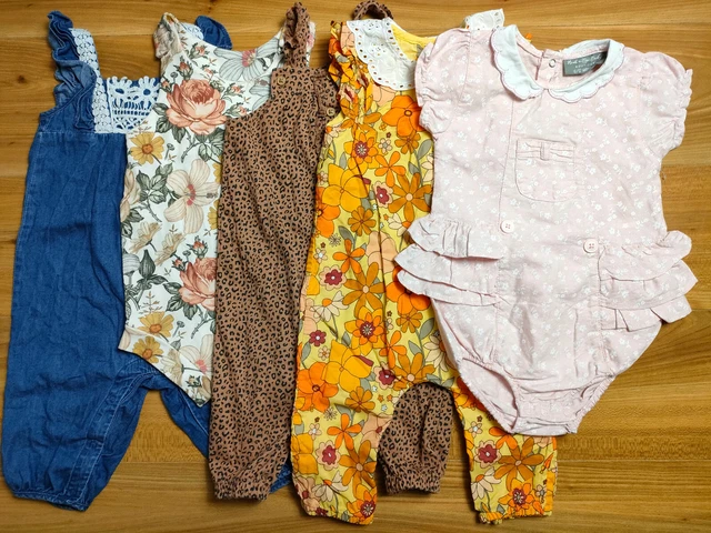 {E833} girls 6-9 months summer romper dungaree bundle NEXT TU Old Navy