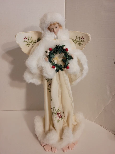 Christmas Angel Doll/Figurine w/Snowflake Base Embroidered Wings, 16"