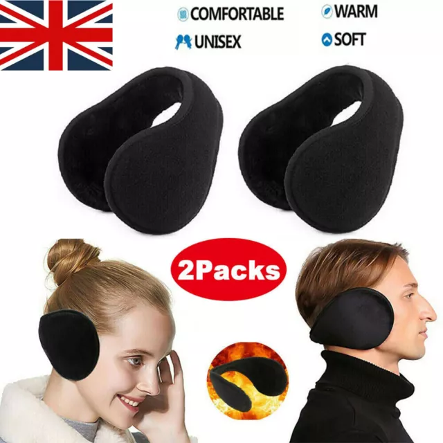 2 Pack - Men Women's Ear Muffs Winter Ear Fleece Head Band UK