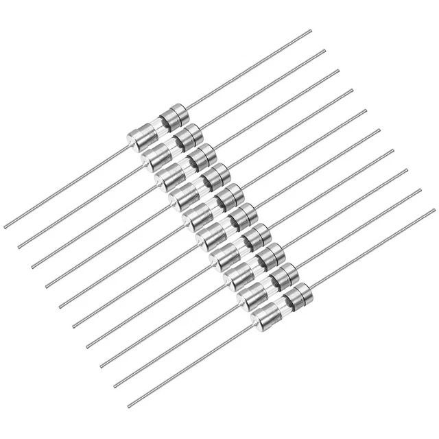 Coup Fusible Temps Retard Axial Fil Verre Fusibles 3.6mm x 10mm 250V T1A 10Pcs