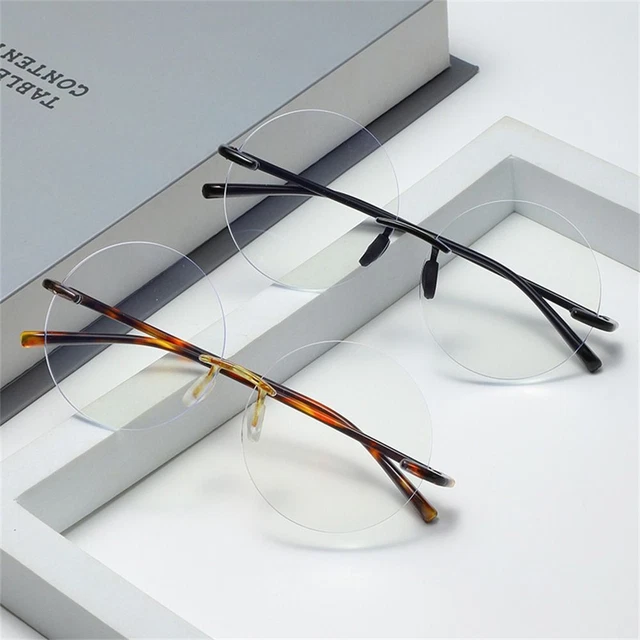 ROUND FRAME COMPUTER Goggles Diamond Cut Rimless Eyeglasses Women Men