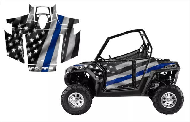 2007-2010 Polaris RZR 800 graphics wrap kit 24 mil thick Thin Blue Red Line Flag