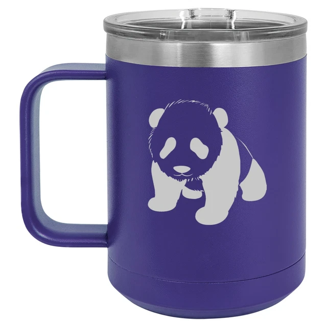 15oz Tumbler Coffee Mug Handle & Lid Travel Cup Vacuum Insulated Baby Panda