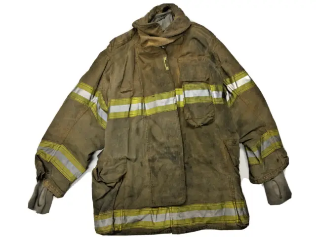 52x35 52T Securitex Firefighter Brown Turnout Jacket Coat with Yellow Tape J952