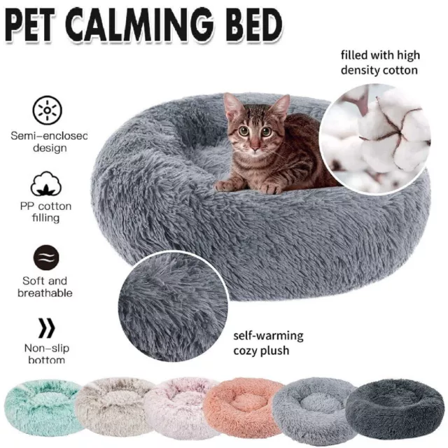 Dog Pet Cat Calming Bed Beds Large Mat Comfy Puppy Fluffy Donut Cushion Plush AU