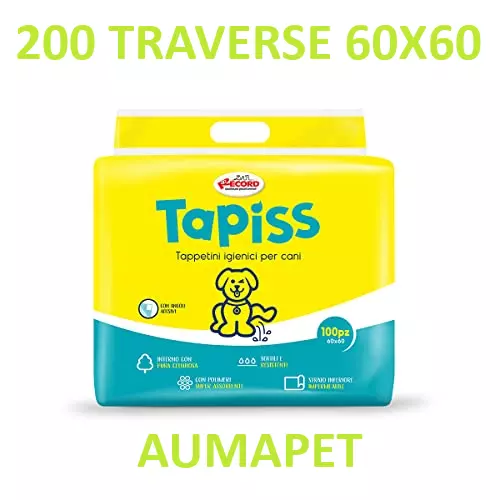 200 TAPPETINI ASSORBENTI PER CANI 60x60 TRAVERSE CANE PANNOLINI IGIENICI TAPISS