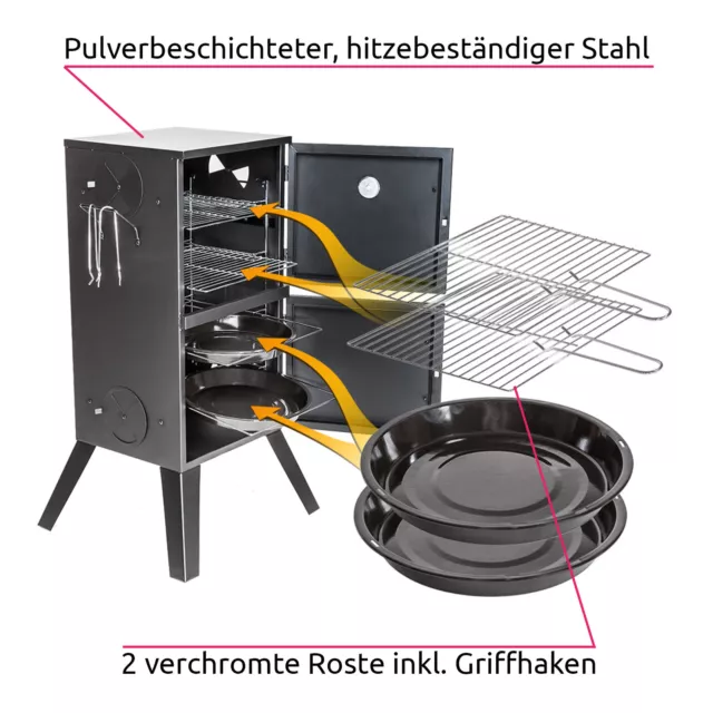 Räucherofen Räucherschrank Räuchertonne Räucher Grill Ofen Smoker +Thermometer n 3
