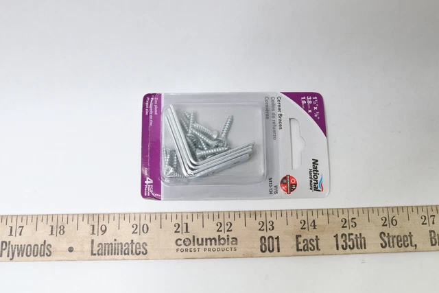 (4-Pk) National Hardware Corner Braces Zinc Plated Steel 1-1/2" x 5/8" N113-134