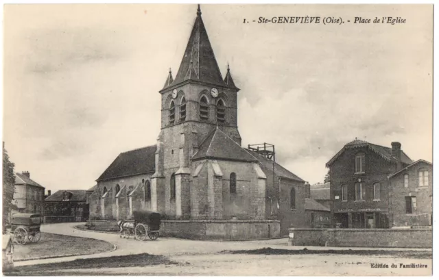 CPA 60 - SAINTE GENEVIEVE (Oise) - 1. Place de l'Eglise