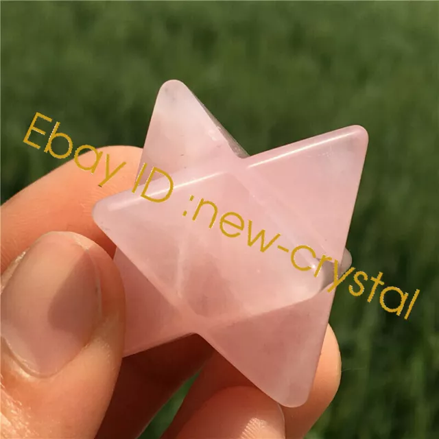 Natural rose quartz crystal Merkaba Star Hand Carved Crystal reiki Healing 1pc