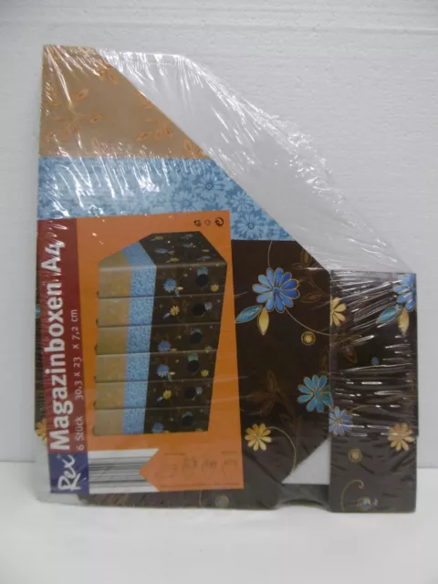 Rex Magazinboxen A4 6 Stück 30,3 x 23 x 7,2 cm Karton faltbar Blumenmotiv