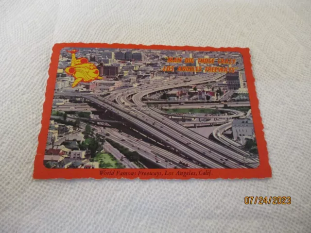Postcard CA Los Angeles Aerial view of Harbor - Santa Monica Freeway interchange