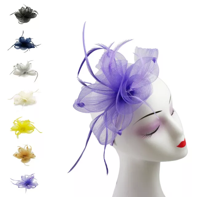 Cappello Capelli Piuma Fiore Fascinator Fascinator Fascia Clip Matrimonio Royal Ascot Race