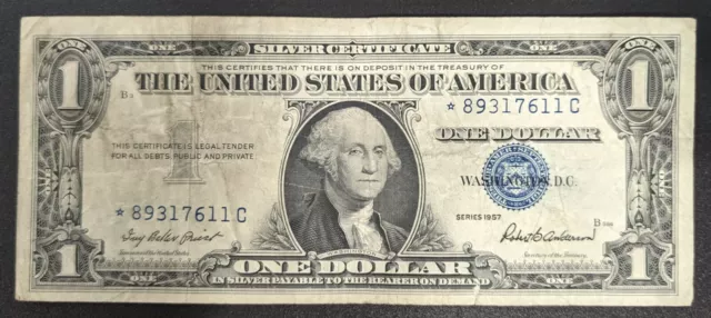 *Star Note* $1 One Dollar Silver Certificate Well Circulated Condition
