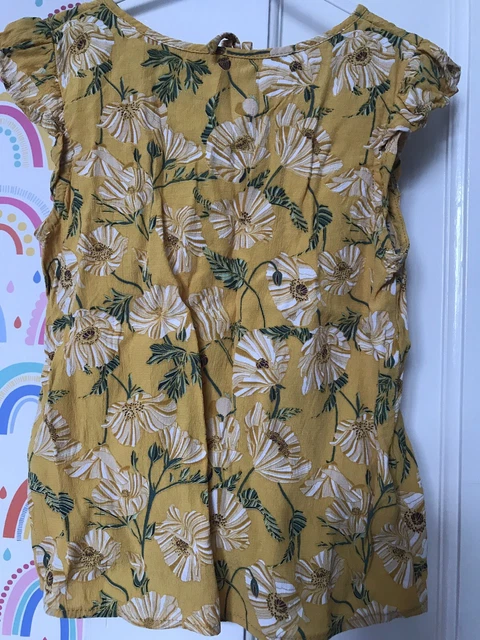 Girls Yellow Floral Daisy Top Next Aged 6 Years Mustard Short Sleeved Summer
